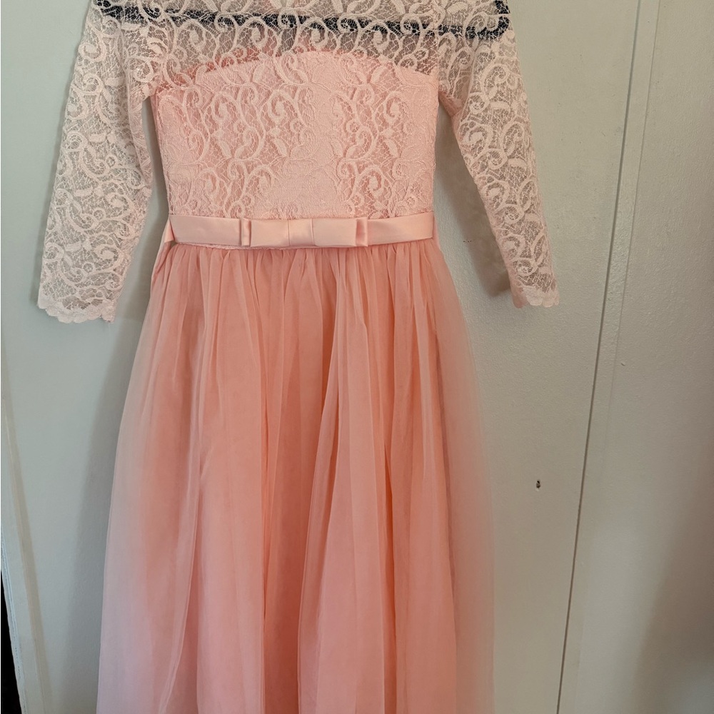 Elegant Pink Lace Kids Dress